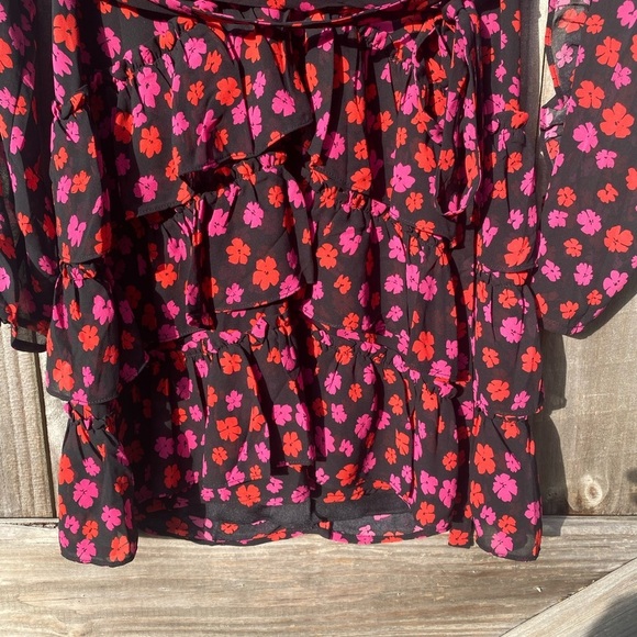 Dee Elly Floral Ruffle Dress - Black, red, and Pink - Picture 5 of 9